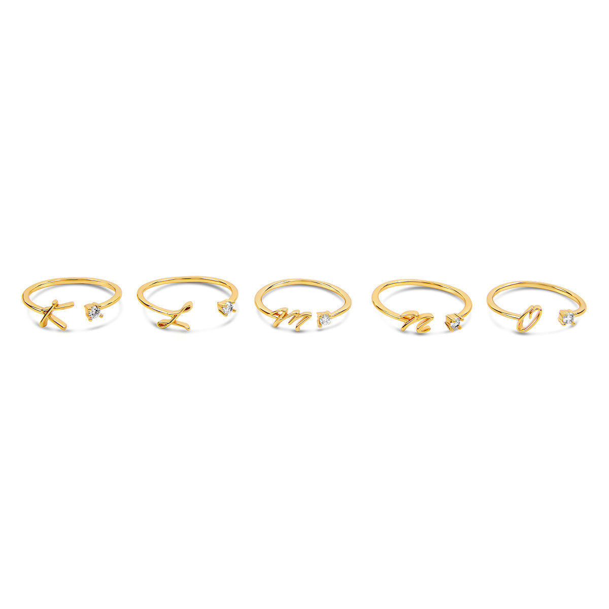 Scripture Stone Initial Adjustable Ring - Gold