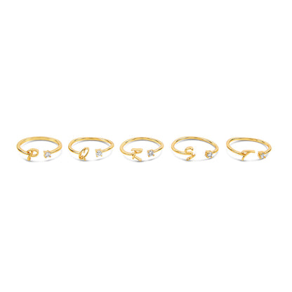 Scripture Stone Initial Adjustable Ring - Gold