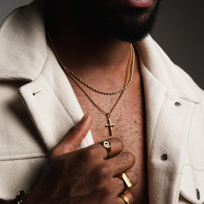 Flat Cross Pendant Necklace - Gold